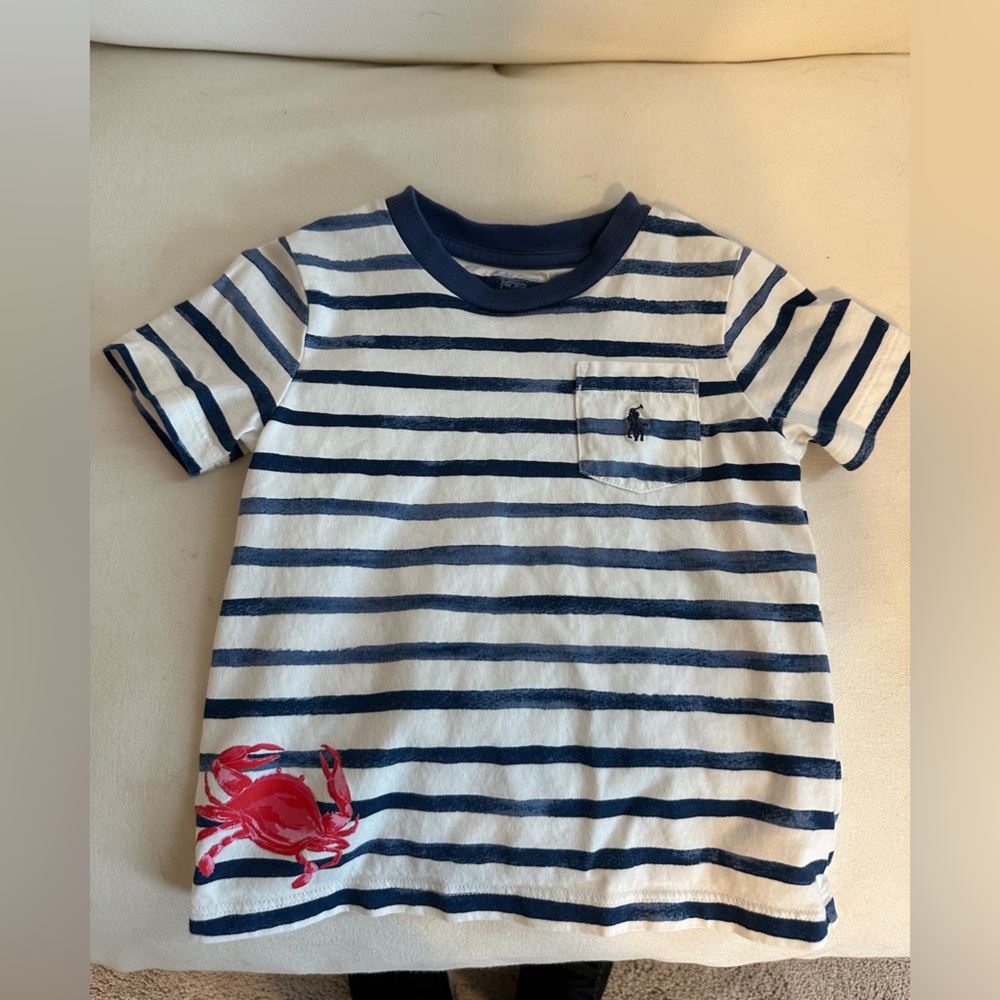Polo Ralph Lauren Striped Crab-Print Cotton Pocket Tee
Baby Boy